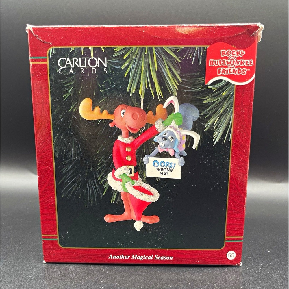 Carlton Cards Heirloom Rocky & Bullwinkle Ornament Oops! Wrong Hat